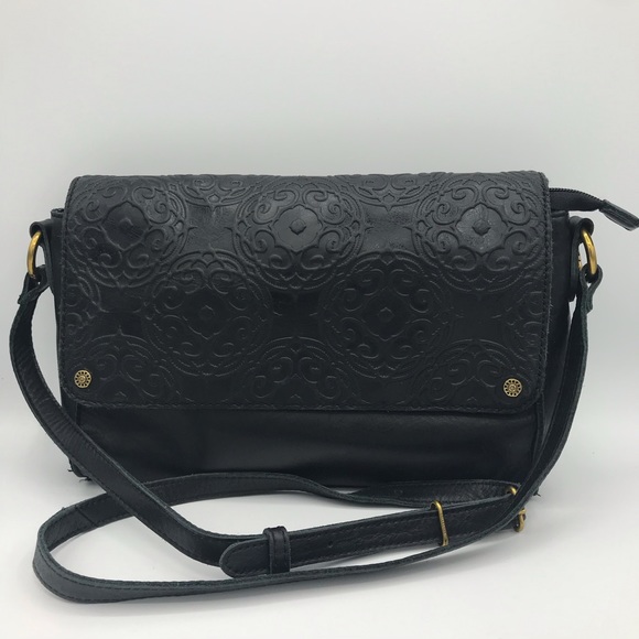 The Sak Handbags - The Sak Leather Stamped Leather Black Crossbody